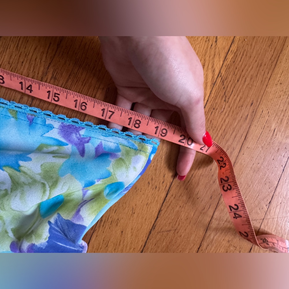 Y2K Vintage Blue Floral Watercolor Slip Style Skirt - Picture 6 of 8